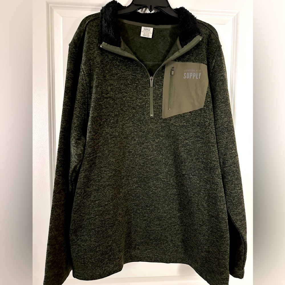 London Fog Green Zip Up Sweater